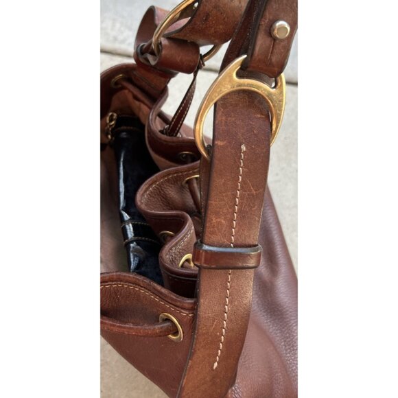 Vintage Dooney & Bourke Dark Brown Leather Drawstring Shoulder Bag Purse - Picture 11 of 16